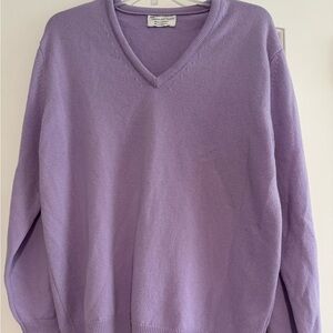 Hawick Men’s Knitwear V-Neck Purple Knitted Jumper Pullover 100% Lambswool Lg